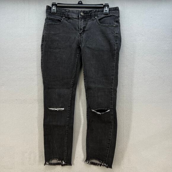 Free People Denim - Free People Jeans Women's 27 (4) Black Classic Skinny Raw Hem Preppy Normcore